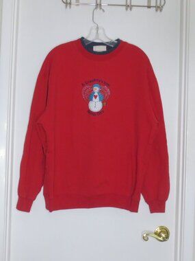 M&C Sportswear Top Red Blingy Graphic Embroidered Cotton Sweatshirt Plus Size 1X